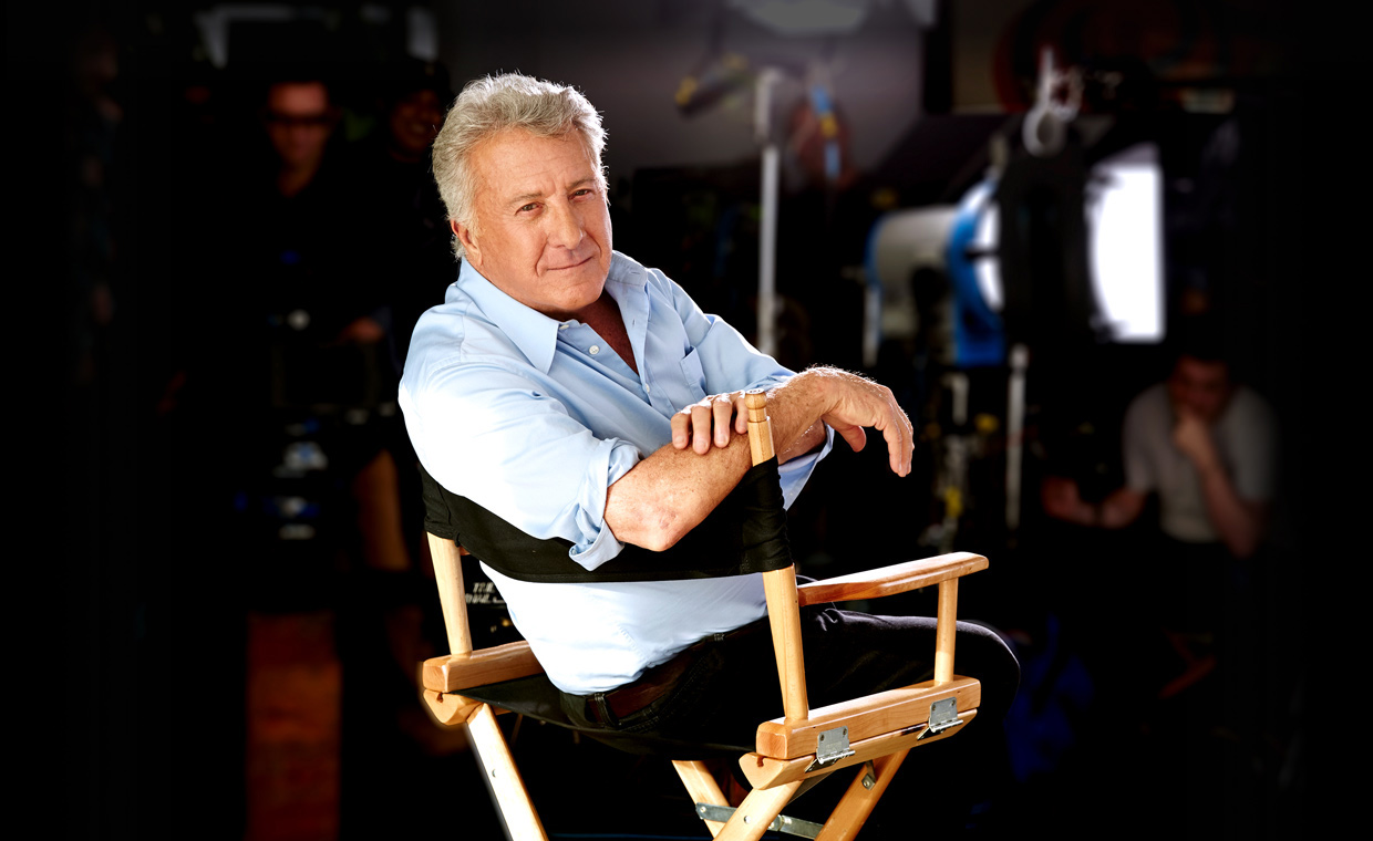 Dustin Hoffman sits in a chair while teaching a lesson in his acting MasterClass